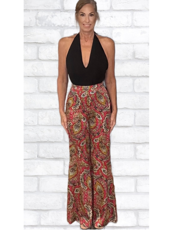 cinq a sept Pants - cinq a sept Red Paisley Wide-Leg Pants